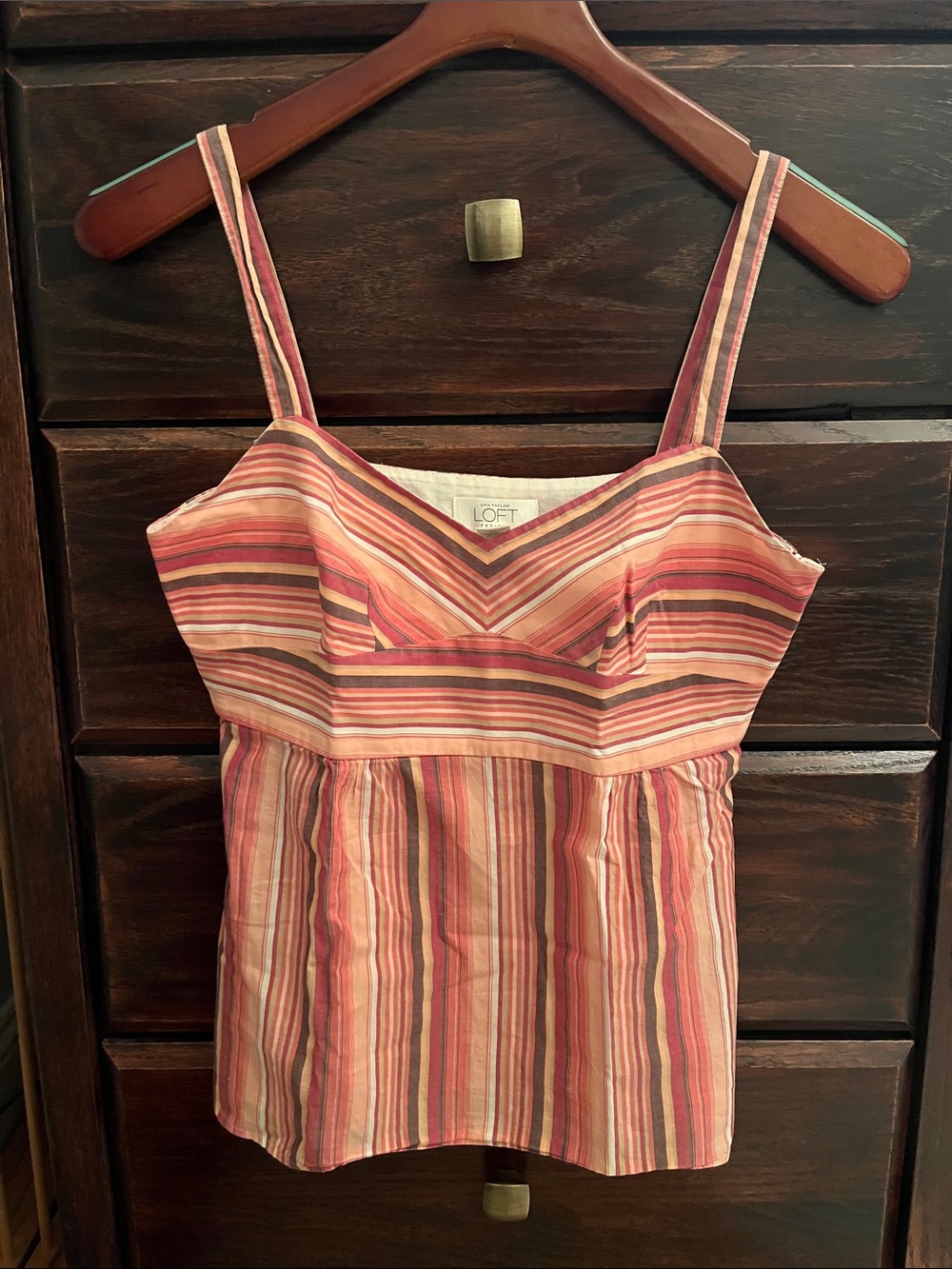 LOFT Pink and Coral Striped Cotton Tank 4P